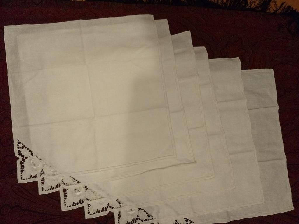 Zes tafelkleedjes/placemats/ kleedjes batist damast katoen, Ophalen of Verzenden