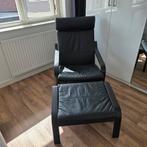 POÄNG Fauteuil met voetenbank. LEER!, Ophalen, Zo goed als nieuw, 75 tot 100 cm, 50 tot 75 cm