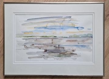 Griet Atsma-Van Dellen, aquarel Fries landschap  beschikbaar voor biedingen