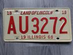 Kentekenplaat 1968 Illinois USA Nummerplaat Nummerbord, Ophalen of Verzenden, Gebruikt, Auto's
