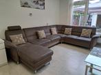Bruine Hoekbank met Chaise Longue, Huis en Inrichting, Ophalen of Verzenden, Gebruikt, Stof