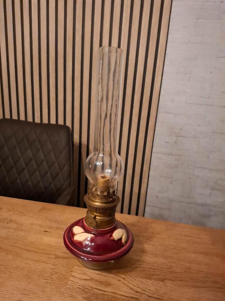 Antieke Olielamp met Glas, Antiek en Kunst, Antiek | Lampen, Ophalen of Verzenden