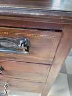 Antieke kaptafel ingelegd hout op wieltjes, Antiek en Kunst, Curiosa en Brocante, Ophalen