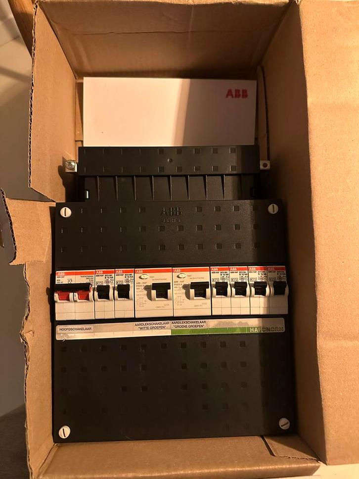 ABB Groepenkast - 1 Hoofdschakelaar, 2 Aardleks, Doe-het-zelf en Verbouw, Elektra en Kabels, Gebruikt, Schakelaar, Ophalen of Verzenden