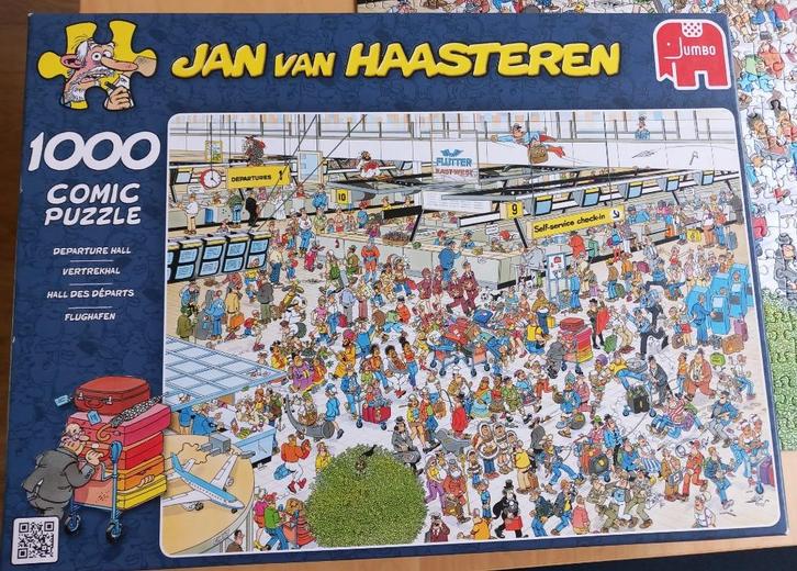 Jan van Haasteren - De vertrekhal - 1000 stukjes, Hobby en Vrije tijd, Denksport en Puzzels, Zo goed als nieuw, Legpuzzel, 500 t/m 1500 stukjes