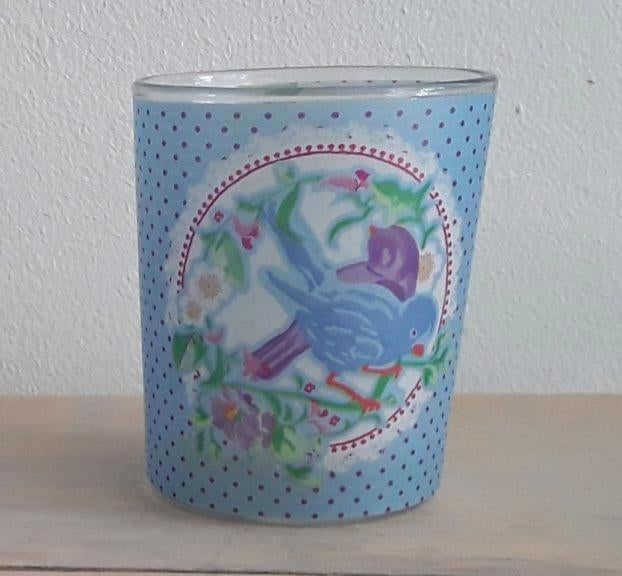 Brocante waxinelichthouder (nieuw) - vogeltjes - vogels, Ophalen of Verzenden