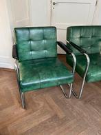 Twee groene buisframe fauteuils, Huis en Inrichting, Ophalen, Gebruikt, Twee, Overige kleuren