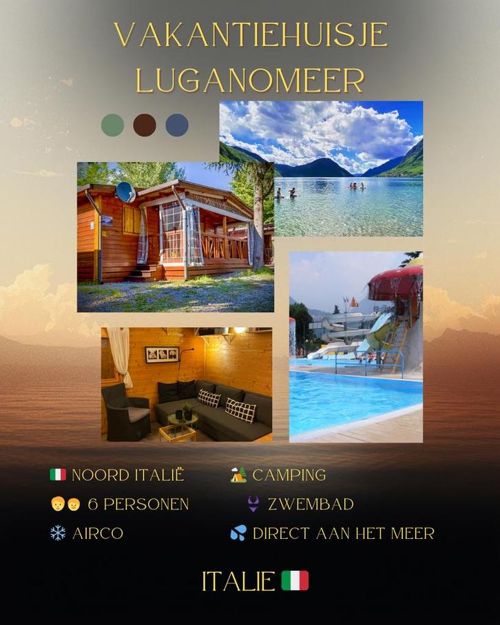 6 pers. vakantiehuis (airco) Noord-Italië Luganomeer camping, Vakantie, Vakantiehuizen | Italië, Lombardije en Merengebied, Chalet, Bungalow of Caravan