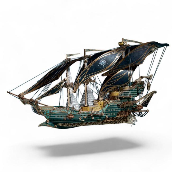 HowCat Lord of Mysteries Schip - Groen – 3D Houten Puzzel, Hobby en Vrije tijd, Modelbouw | Overige, Nieuw, Verzenden