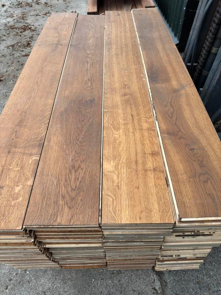 Eiken vloer 70m2 multivloer 24cm breed 1,8cm dik toplaag 6mm, Doe-het-zelf en Verbouw, Vloerdelen en Plavuizen, Gebruikt, Vloerdelen of -planken
