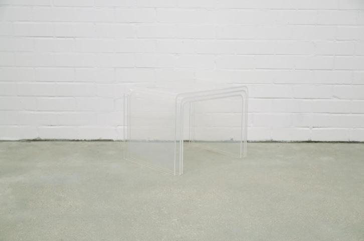 plexiglas mimiset x3, Huis en Inrichting, Tafels | Bijzettafels, Gebruikt, Rechthoekig, 60 cm of meer, Minder dan 55 cm, Kunststof