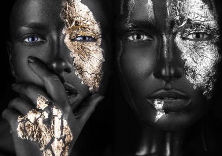 Glasschilderij TerHalle Vrouwgezicht Abstract Zwart/Wit/Goud, Huis en Inrichting, Woonaccessoires | Schilderijen, Tekeningen en Foto's