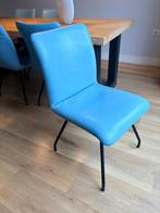 6 Sky Blue Toledo Leder Stoelen - Zwart Frame, Ophalen, Gebruikt, Blauw, Leer