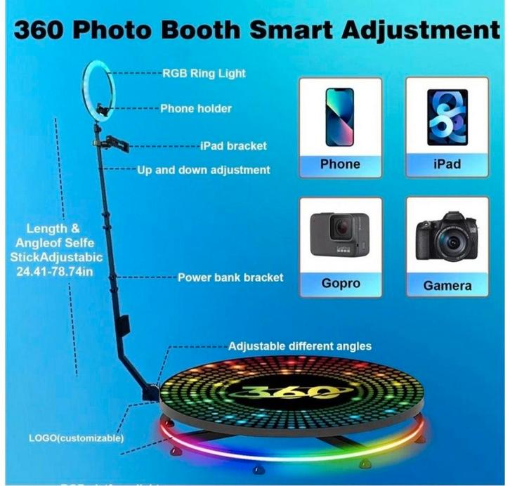 360 Fotobooth Complete Set, Audio, Tv en Foto, Fotografie | Fotostudio en Toebehoren, Nieuw, Complete fotostudio, Ophalen of Verzenden