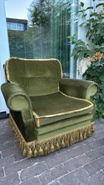 Velours vintage groene fauteuil (set), Ophalen, Gebruikt, Eenpersoons, 75 tot 100 cm