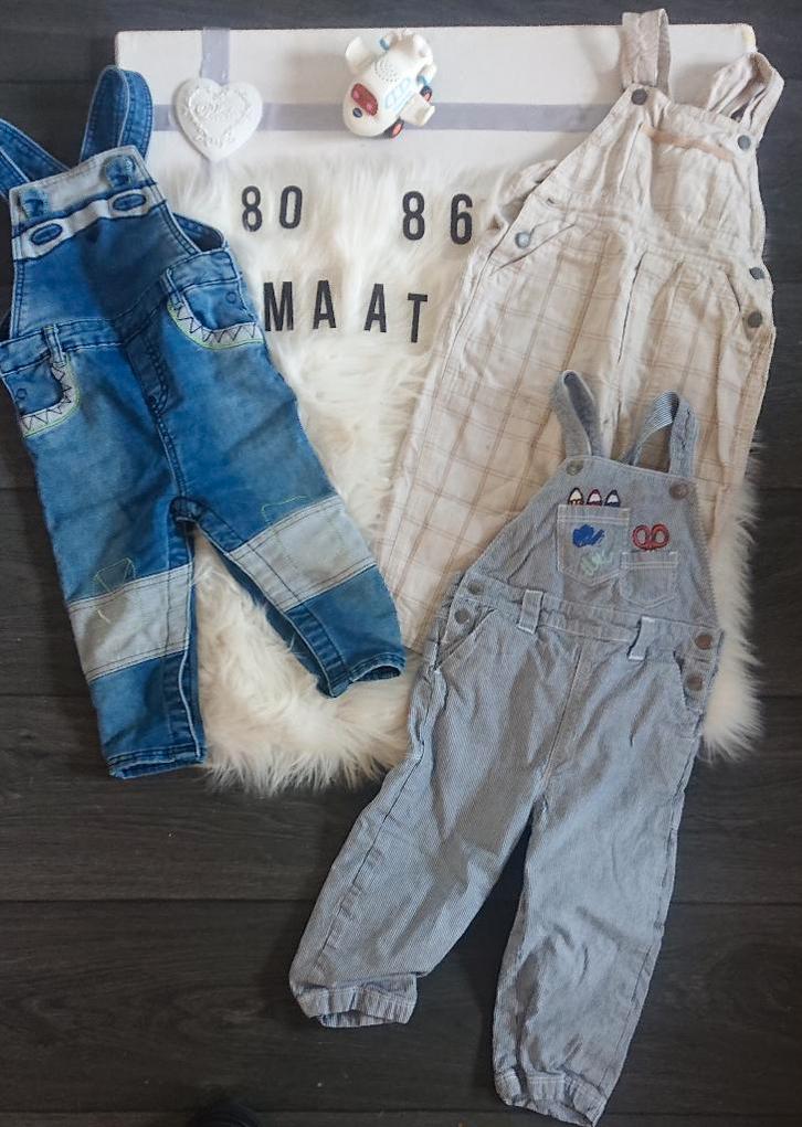 Drie tuinbroeken maat 80/86, Kinderen en Baby's, Babykleding | Maat 80, Gebruikt, Jongetje, Pakje, Ophalen of Verzenden