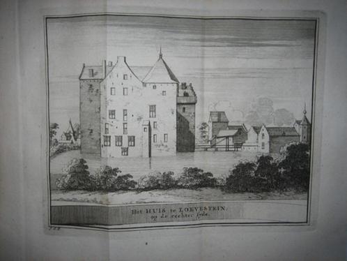 36 Pouderoijen Huis Loevestein Kopergravure 1736, Antiek en Kunst, Kunst | Etsen en Gravures, Ophalen of Verzenden