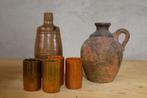 aardewerk kruik fles en bekers  antiek oud, Antiek en Kunst, Antiek | Keramiek en Aardewerk, Ophalen of Verzenden