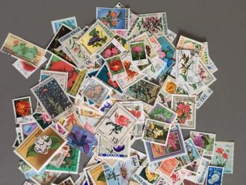 450 postzegels met bloemen / bomen / paddestoelen / fruit beschikbaar voor biedingen