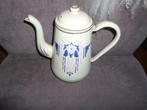 EMAILLE KOFFIEPOT MET ROSE EN BLAUW ART DECO DECOR., Antiek en Kunst, Ophalen of Verzenden