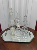 Vintage Glazen Karaffen Set met Spiegel Dienblad, Ophalen of Verzenden