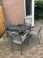 Ijzeren tuinset tafel en 4 stoelen, Tuin en Terras, Ophalen, Gebruikt, Overige materialen
