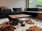 Originele industriele palletwagen salontafel bijzettafel, Huis en Inrichting, Tafels | Salontafels, Ophalen, Gebruikt, 100 tot 150 cm