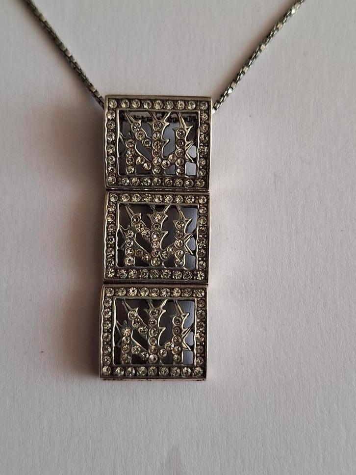 Art deco hanger zilver met zirconia, Sieraden, Tassen en Uiterlijk, Kettinghangers, Zo goed als nieuw, Zilver, Zilver, Ophalen of Verzenden