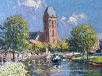 Niek van der Plas, zonnige haven van Oudewater, Antiek en Kunst, Kunst | Schilderijen | Klassiek, Ophalen