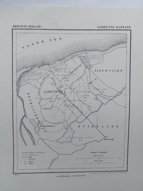 12 / Kadzand Nieuwvliet Zeeland Litho uit 1867 van J. Kuyper, Antiek en Kunst, Kunst | Litho's en Zeefdrukken, Ophalen of Verzenden