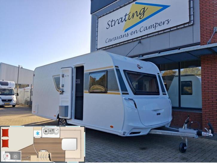 Bürstner B66 465 TS NIEUW!! FRANSBED!!, Caravans en Kamperen, Caravans, Bedrijf, tot en met 4, 1250 - 1500 kg, Rondzit, Bürstner