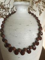 Ketting van bruine facet geslepen jaspis kralen en druppels, Bruin, Nieuw, Ophalen of Verzenden, Steen of Mineraal