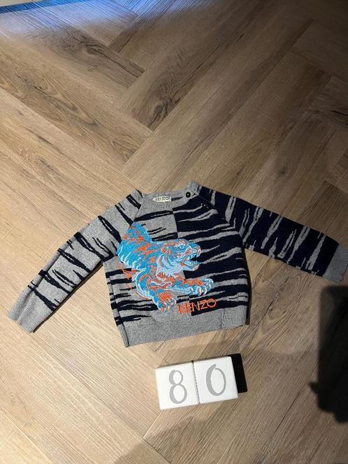 Heel goed/als nieuw: grijs blauw Kenzo trui tijger maat 80, Kinderen en Baby's, Babykleding | Maat 80, Zo goed als nieuw, Jongetje of Meisje