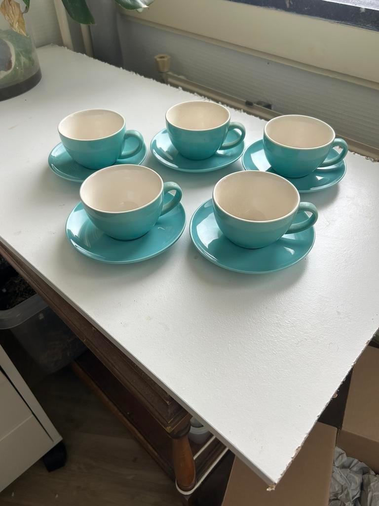 Turquoise thee servies, Ophalen of Verzenden, Zo goed als nieuw, Overige stijlen