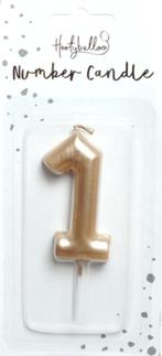 Nummer Kaars - Goud 1 - 6cm, Verzenden, Nieuw, Versiering, Overige