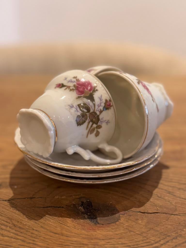 Espresso kopjes oud brocante roosjes, Antiek en Kunst, Ophalen of Verzenden