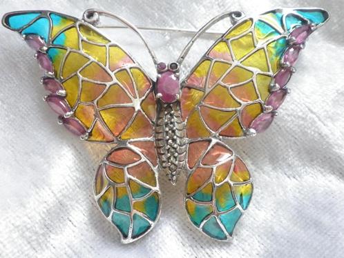Prachtige Grote Zilveren Tiffany Jugendstil Hanger / Broche, Sieraden, Tassen en Uiterlijk, Antieke sieraden, Hanger, Zilver, Met edelsteen