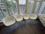 4 WITTE KUIP/EETKAMER STOELEN TE KOOP!, Huis en Inrichting, Stoelen, Ophalen, Gebruikt, Wit, Vier