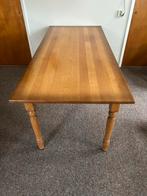 Houten eettafel met 4 rotan stoelen, Ophalen, Gebruikt, Vier personen, Rechthoekig