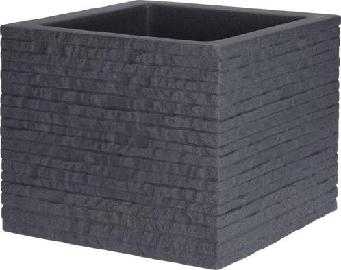 Bloempot / Plantenbak Stenen Muur Design 38x38x32cm Antr., Tuin en Terras, Bloembakken en Plantenbakken, Nieuw, Kunststof, Binnen