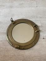 Vintage patrijspoort spiegel messing, Ophalen, Rond, Minder dan 50 cm, Minder dan 100 cm
