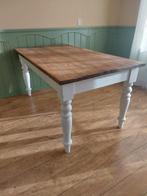 Eettafel met Houten Blad en Witte Poten, Huis en Inrichting, Tafels | Eettafels, Ophalen, Gebruikt, 100 tot 150 cm, Landelijk