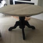 Ronde uitschuifbare bolpoot eettafel in landelijke style, Huis en Inrichting, Ophalen, 100 tot 150 cm, Rond, Zo goed als nieuw