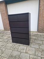 Ikea malm zwart 6 ladekast, Huis en Inrichting, Kasten | Ladekasten, Zo goed als nieuw, 3 of 4 laden, Minder dan 100 cm, 25 tot 50 cm