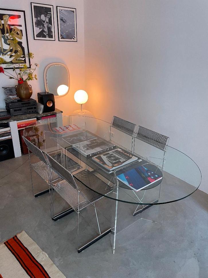 Design Eettafel Glas, Huis en Inrichting, Tafels | Eettafels, Zo goed als nieuw, 50 tot 100 cm, 200 cm of meer, Vijf personen of meer