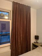 Twee bruine suede gordijnen, Ophalen, Gebruikt, Bruin, 200 cm of meer