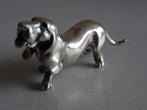 Miniatuur zilver DT7 hond teckel zilveren miniaturen, Zilver, Verzenden