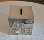 Spaarpot verzilverd,  alfabet, vintage, Verzamelen, Ophalen of Verzenden, Zo goed als nieuw, Metaal of Blik