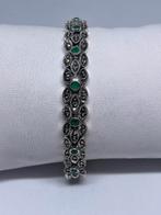 Prachtige zilveren echte smaragd armband, Sieraden, Tassen en Uiterlijk, Armbanden, Nieuw, Met edelsteen, Ophalen of Verzenden