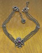 Vintage jaren 40/50 zilverkleurige Choker, Ophalen of Verzenden, Overige materialen, Ketting, Met edelsteen